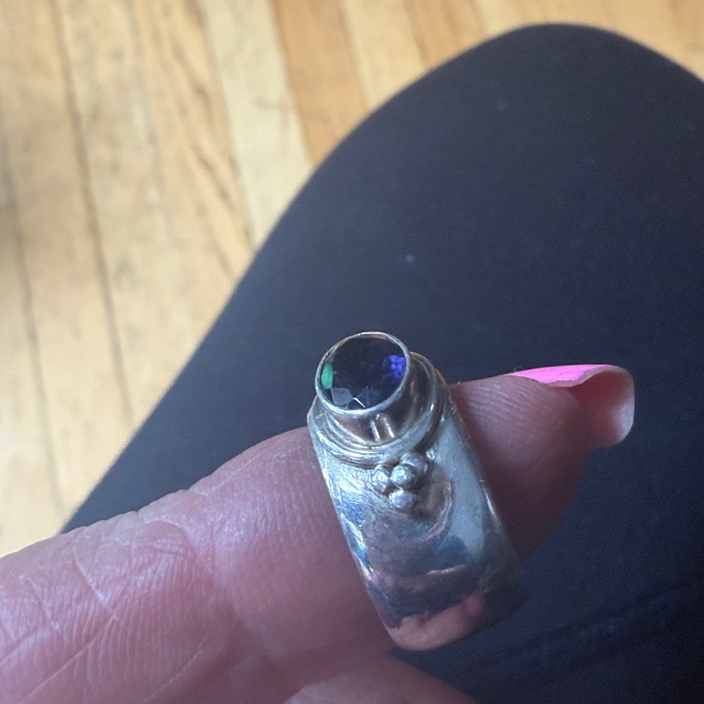 Silver Ring with Purple Gemstone